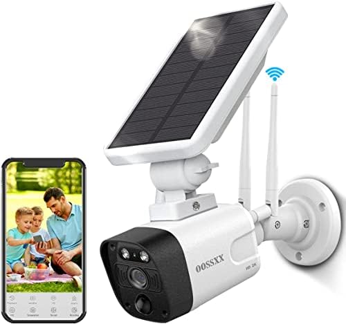 OOSSXX Szolár Biztonsági Kamera Kültéri Vezeték nélküli Napelemes Vezeték nélküli Kamera Akkumulátor, WiFi Otthoni Megfigyelő Kamera, Multi-User