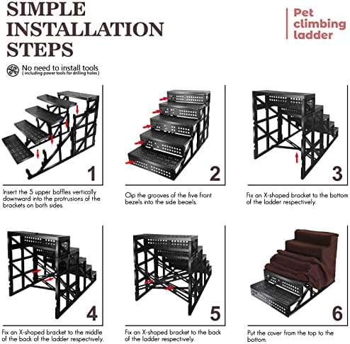 Kphico Nagy Sűrűségű Hab Pet Lépcsőn 3 Szintek(Barna), valamint a Műanyag Kutya Lépcsőn,5 Lépés, Csúszásmentes Széles Pet Lépcsőn(Barna),a