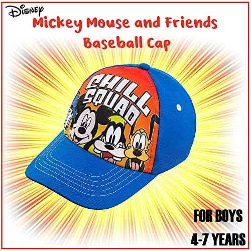 Disney Mickey Egér, Barátok, Donald Kacsa, Goofy Plútó Hideg Csapat Baseball Sapka - Fiúk 4-7 Év Pamut Royal Kék
