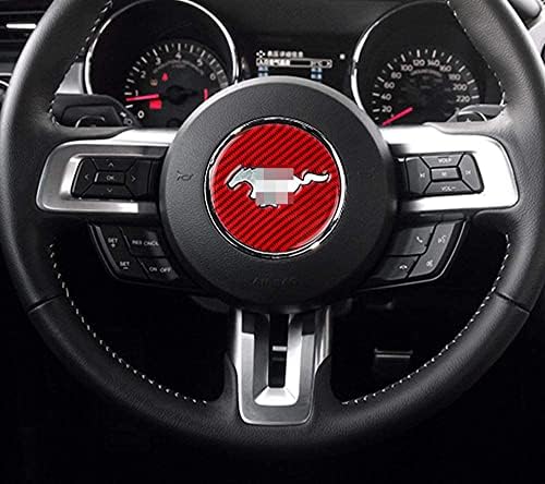 MAXDOOL Szénszálas Kormánykerék Matrica Dekoráció Fedezze Jelkép Kompatibilis a Ford Mustang (Piros)