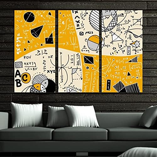 3 Panelek Keretes Vászon Wall Art Fizikai Képletek Jelenség Tudományos Fórumon Matek Festmények, Modern Otthon Art Kész Lógni 12x24