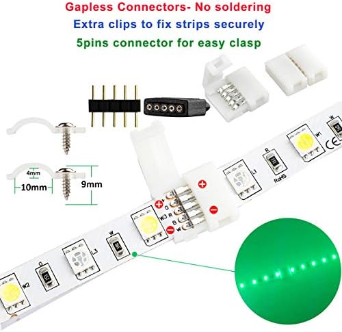 SUPERNIGHT 5PIN LED Szalag Csatlakozó Kit 10mm 5050 RGBW Csatlakozók Közé 9.8 FT Hosszabbító Kábel, Sztriptíz, Sztriptíz