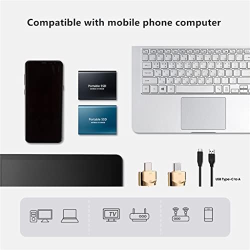 HGVVNM c-Típusú USB 3.1 SSD Hordozható Flash Memória, 4 TB SSD Merevlemez Hordozható SSD Külső SSD Merevlemez Laptop Asztal (Szín : Fekete,