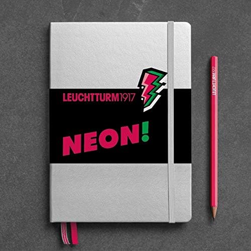 LEUCHTTURM1917 NEON! Különleges Kiadás - Közepes A5 Pontozott Keménytáblás Notebook (Ezüst & Neon Sárga) - 251 Számozott Oldalak
