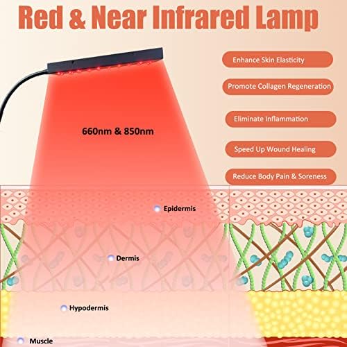 Infravörös Vörös Fény Terápia Készülék Lámpa állvánnyal 35-67Állítható Magasságú Piros Lámpa Panel a Vezérlő 660nm 850nm Közeli