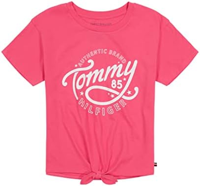 Tommy Hilfiger Lány Rövid Ujjú Nyakkendő Elülső Csomót Grafikus Póló
