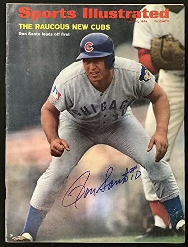 Ron Santo Aláírt Sports Illustrated 6/30/69 Nincs Címke Chicago Cubs Auto HOF SZÖVETSÉG - Dedikált MLB Magazinok