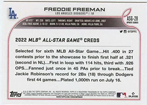 2022 Topps Frissítés 2022 MLB All-Star Meccset ASG-28 Freddie Freeman NM-MT Los Angeles Dodgers Baseball