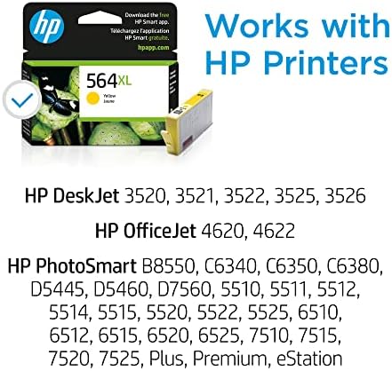 HP Eredeti 564XL Sárga Nagy kapacitású Festék | Működik DeskJet 3500; OfficeJet 4620; PhotoSmart B8550, C6300, D5400, D7560,
