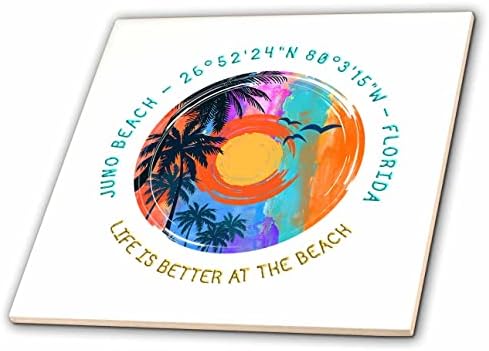 3dRose Juno Beach, Florida. Az élet jobb a tengerparti utazás memória ajándék - Csempe (ct-363891-7)
