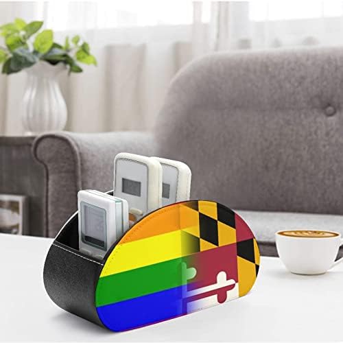 LMBT Büszkeség Marylandi Állami Zászló Távirányító Birtokosai PU Bőr Caddy Tároló Szervező Doboz 5 Rekesz az Otthoni Irodai Kellékek