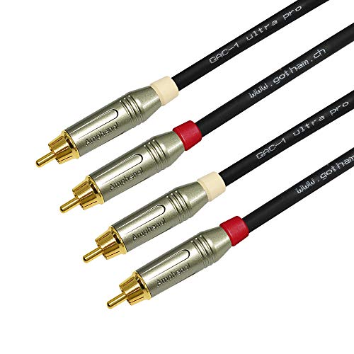 3.5 Méteres RCA Kábel Pár - Gotham GAC-1 Ultra Pro - Low-Cap (21pF/ft) Audio Interconnect Kábel Amphenol ACPR Öntött, Aranyozott RCA Csatlakozók