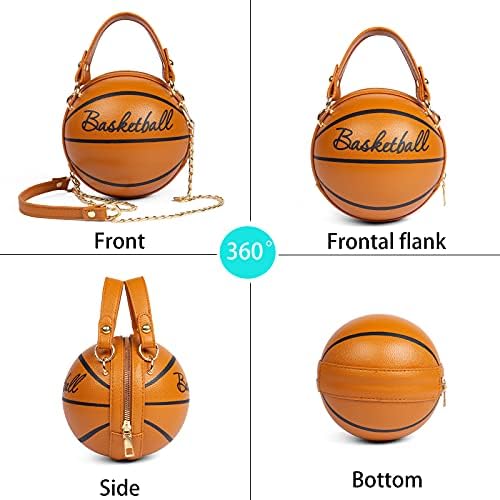 BABABA Női kosárlabda válltáska Messenger Bag táska mini kerek táska PU táska, Cipzár bezárása, alkalmas nők