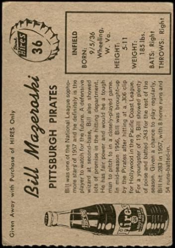 1958-ban Bérel Sört 36 xTAB Bill Mazeroski (Baseball Kártya) (Nem Tab) VG