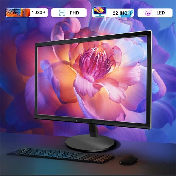 Dell PC Fekete dobozzal RGB Asztali Quad Core I5 akár 3,6 G, 16G, 512G SSD-vel, WiFi, BT, RGB Billentyűzet & Egér, DVD, Új 22, 1080P FHD