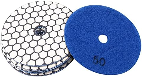 Spacesea 6 almohadillas de pulido hu seco de grano de 100 mm, 50 diamantes, disco de lijado de resina rugalmas, de mármol de granito, disco