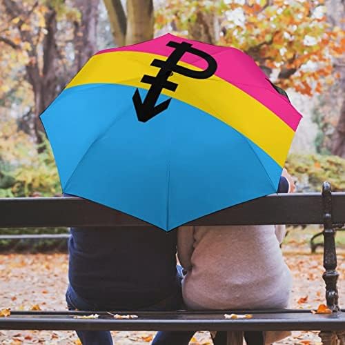 Pansexual Büszkeség Zászló P Szélálló Utazási Kompakt, Összecsukható Esernyő, Automata Esernyő Eső Hátizsák Autó