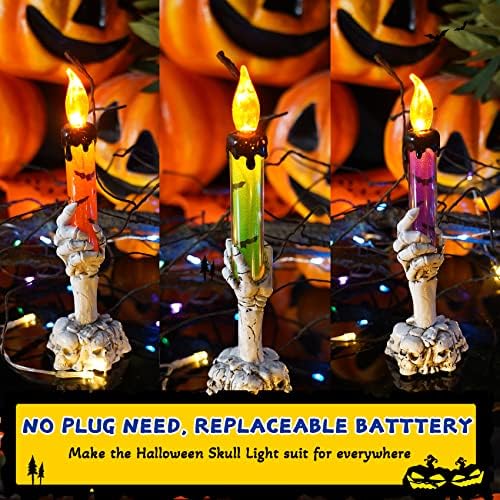 TONULAX Halloween Dekoráció, 4 Csomag Halloween Gyertyák, elemes LED Gyertyák, Lámpák, Horror Kísérteties Gyertyákat Halloween Dekoráció,