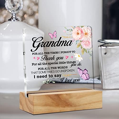 A legjobb Nagymama Ajándékok Nagyi Köszönöm Szeretlek Asztal Dekoráció Virág Pillangók Akril Asztal Emléktábla Alá a Fa Állvány