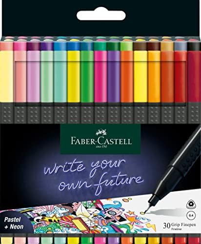 Faber-Castell Grip Finepen 151630 Fineliner Fém Szál Tipp 0,4 mm Csomag 30