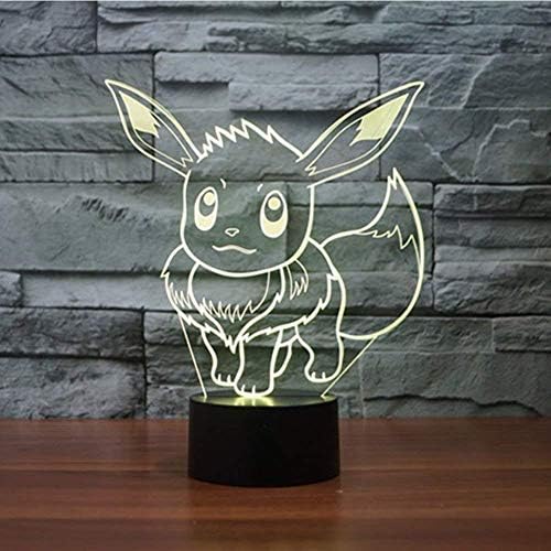 Ethan Allen Menj Eevee 3D Éjjeli Lámpa 7 Színű LED-es asztali Lámpa , Alumínium, Érintse meg a Gombot a Szoba Decor Anime Táblázat