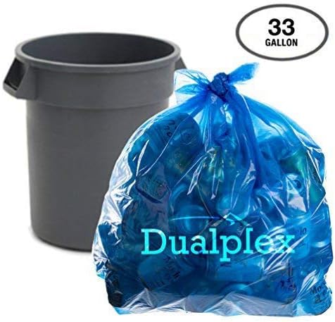 Dualplex Kék szemeteszsák 33 Liter | Újrahasznosítás szemeteszsák 33 Gal | 100/case 33 X 39 1.2 Milla | Heavy Duty Lehet Bélésű
