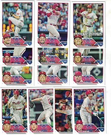 Philadelphia Phillies / 2023 Topps Phillies Baseball Csapat Set (Sorozat 1) (13) Kártyák. PLUSZ a 2022 Topps Phillies Baseball