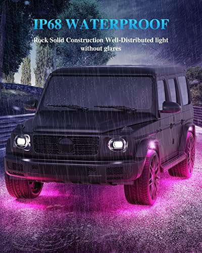 Tenmiro Rock Lámpák, Teherautók, 4 mező Underglow RGB Neon Fények a Bluetooth Alkalmazás & Távirányító, Magas, Fényes Vízálló IP68 Kerék