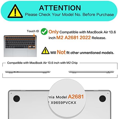 MOSISO Kompatibilis MacBook Air 13.6 hüvelyk Esetben 2022 Kiadás A2681 &USB-C-USB Adapter, 2 Csomag, Melyen Ujja Táska&Billentyűzet
