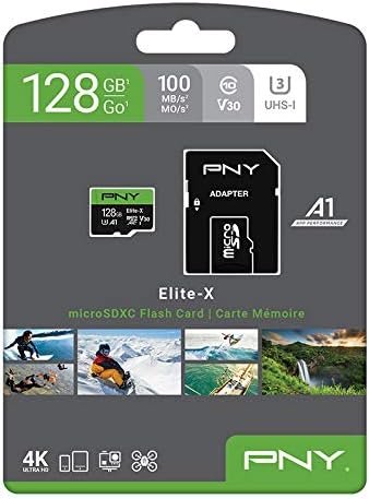 PNY 128GB Elit-X Osztály 10 U3 V30 microSDXC Flash Memóriakártya - 100MB/s, Class 10, U3, V30, A1, a 4K UHD, Full HD, UHS-én, microSD