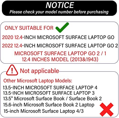 Miwasion Esetben CSAK Kompatibilis 2020-2022 Kiadás Microsoft Surface Laptop 2/1 12.4 hüvelykes érintőképernyővel(Modellek:2013&1943),Laptop