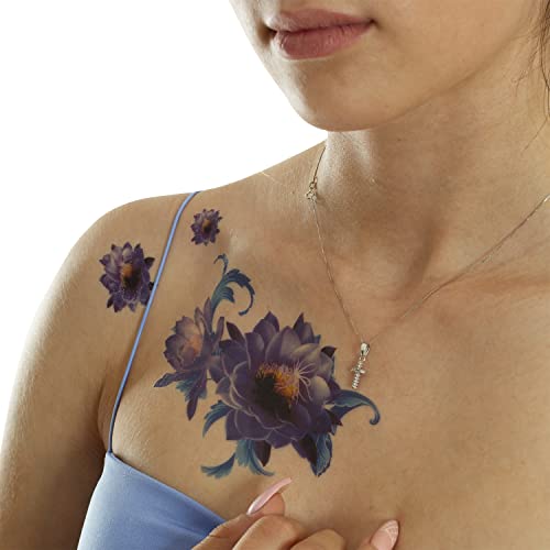 1 x Virág Tetoválás - Motívum a Kék - Ideiglenes Test Tetoválás - TL283 (1)