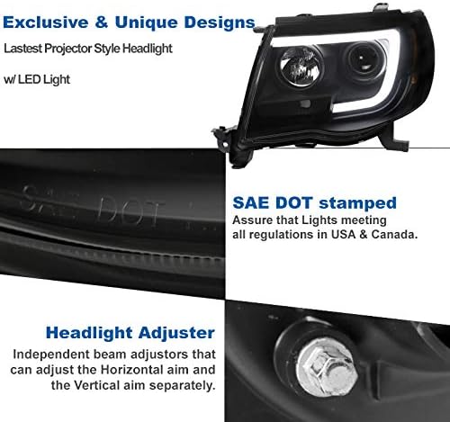 ZMAUTOPARTS LED Cső Vetítő Fényszórók, Fényszóró Fekete/Füst w/6 Kék DRL Kompatibilis 2005-2011 Toyota Tacoma