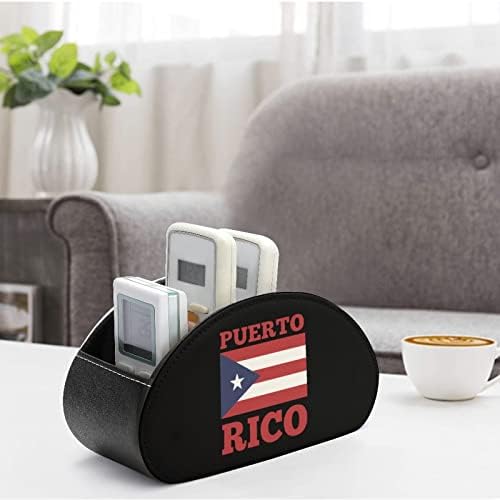 Puerto Rico Ország Zászló Távoli TV-Vezérlés Jogosultja PU Bőr Tároló Doboz Szervező, 5 Rekeszes Asztali Iroda