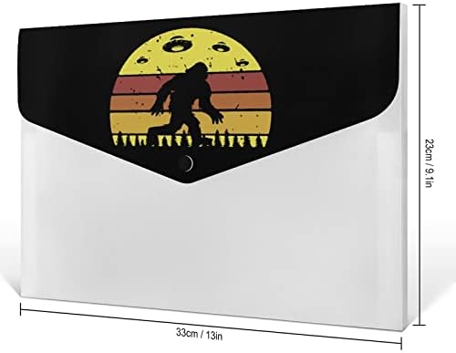 Bigfoot Retro Idegen Invázió UFO 6-Pocket Bővülő Fájl Mappa Műanyag Importan Dokumentum Papír Szervező Címkék Harmonika Mappa