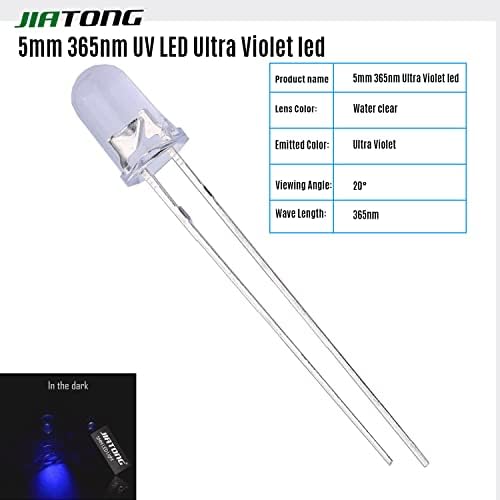 JIATONG 10db 5mm 365nm UV LED Ultra Violet led (20 ma)