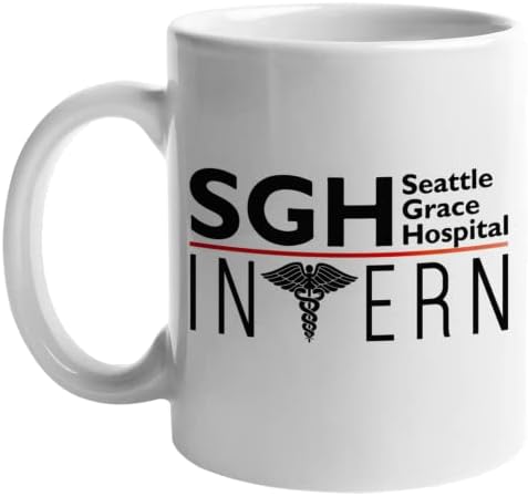 Greys Anatomy A Seattle Grace Kórházban Gyakornok Orvos Logó Fehér Bögre Újdonság Bögre 11 Oz Kávé, Tea Vicces Nők Férfiak