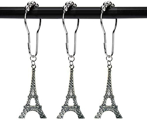 ZILucky Készlet 12 Eiffel-Torony zuhanyfüggöny Horgok Párizsi Párizs Franciaország Kopott francia Elegáns Ház Stílusban Otthon