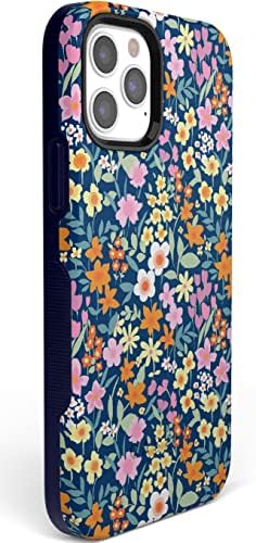 Casely iPhone 12 Pro Max-Ügy | Kompatibilis MagSafe | Teljes Virágzás | Navy Virágos Esetben