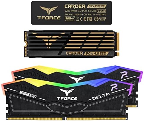 TEAMGROUP T-Force Delta DDR5 32 GB Kit 2x16GB 6200MHz Asztali Memória Fekete FF3D532G6200HC38ADC01 Csomag CARDEA Nulla Z44Q 4 TB NVMe PCIe