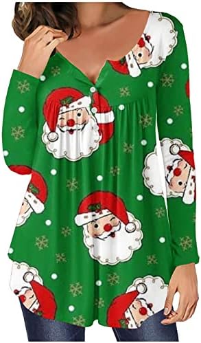 Tini Lányok Hajó Henley Nyakú Póló Fesztivál Karácsonyi Blúzok, Ingek, Virágos Karcsúsító Tunika Ruched Póló 66