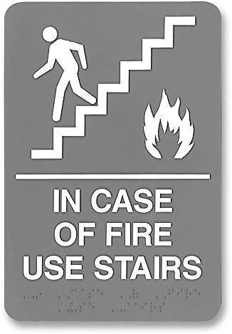 Kiemelt ADA Műanyag Tűz Használata Lépcsőn Jel Fehér 9 x 6 x 9