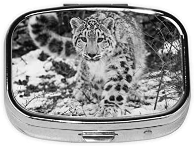 Snow Leopard Tér Mini Tabletta Doboz Fém Gyógyszer Szervező Utazási Barátságos Hordozható Tabletta Esetében