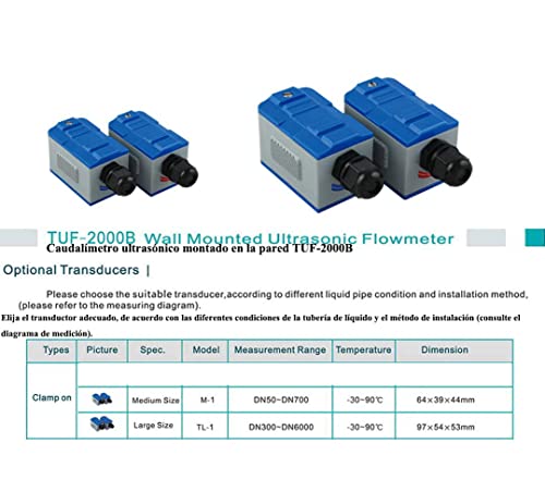 Ultrahangos áramlásmérő Folyékony Áramlásmérő TUF-2000B 2 Átalakító Kicsi, Közepes, a Cső Átmérője DN25, hogy 700mm