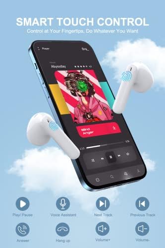OLATOO Vezeték nélküli Fülhallgató, Bluetooth 5.3 Fejhallgató Töltése az Esetben, Touch Control in-Ear Sztereó Fülhallgató Mikrofon Android/iOS