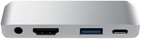 SOLUSTRE USB-C Többportos Adapter USB-C Hub C Típus PD Töltés 4K Kimenet, USB 3.0 csatlakozó, 3,5 mm-es Fejhallgató a Laptop Ezüst