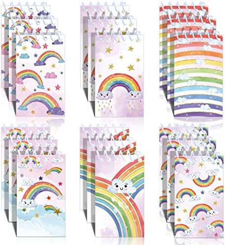 24 Db Mini Rainbow Notebook Party kellék Szivárvány Mini Füzetek 2.36 x 3.94 Hüvelyk Szivárvány Spirál Jegyzetfüzet Köteles Feljegyzést
