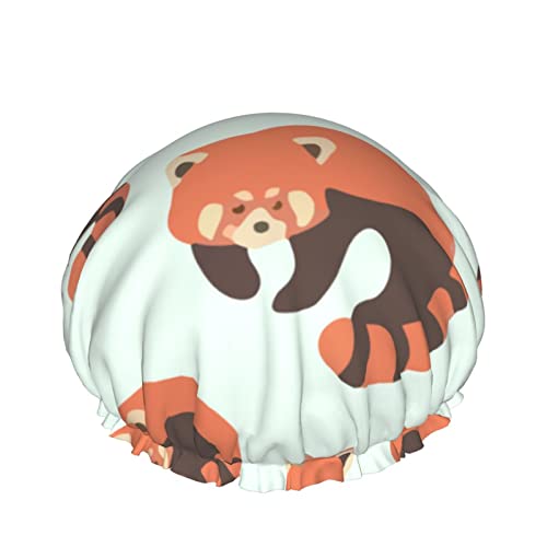 A Nők Újrafelhasználható Szakaszon Hem Szőr Kalap Aranyos Mosómedve Macska Vörös Panda Dupla Réteg Vízálló Zuhanysapka Fürdő Sapka