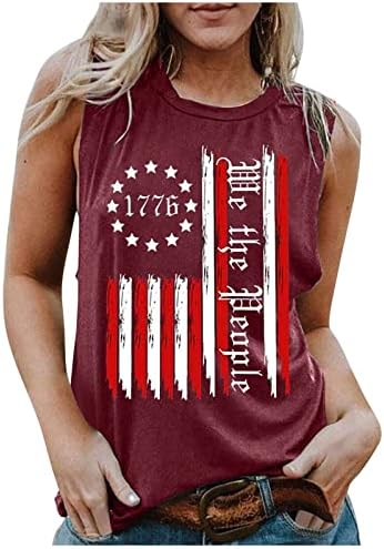 Mi, A Nép, az Amerikai Zászló Tartály Tetejét a Nők július 4-Ing Ujjatlan USA Grafikus Hazafias Tees ok-Okozati Cami Nyári Felsők