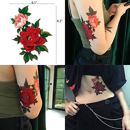 Imarisha Ideiglenes Tetoválás a Nők - Színes Virág Bohém Vintage Ihletett Reális Rose Ideiglenes Virág Tetoválás VSCO női Dolgok - 5 Lap x